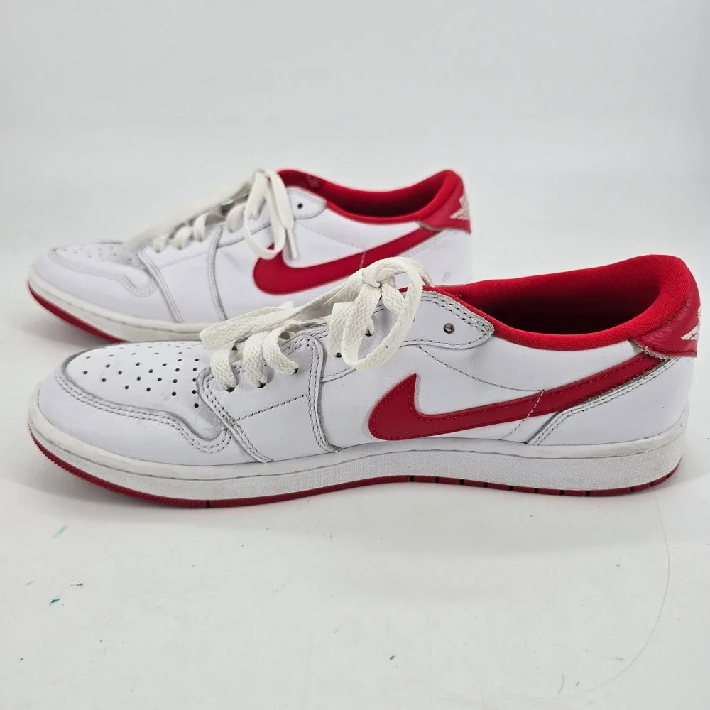 Nike Air Jordan 1 Low OG Mens 12 Sneakers White Red CZ0790-161 Metallic Red